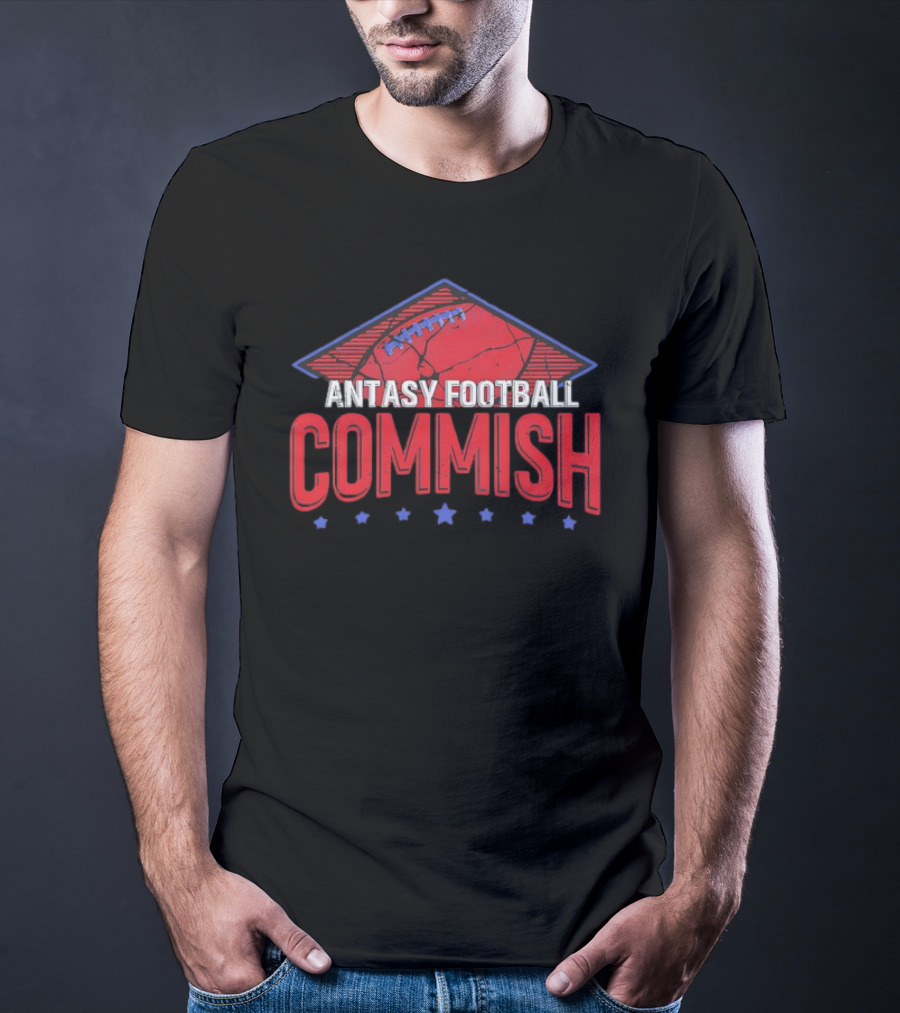 Fantasy Football Commish Vintage Distressed Football Stars T-Shirt