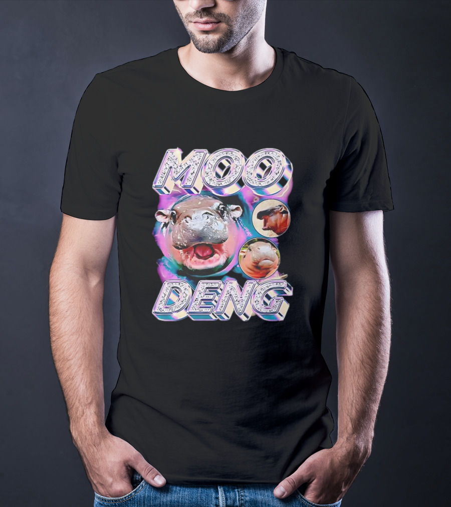 Moo Deng Colorful Hippo Pop Art Vintage Retro T-Shirt