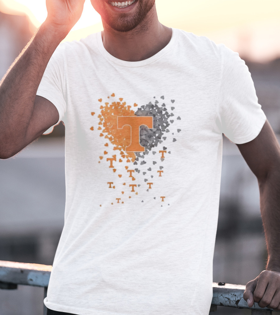 Heart Of Tennessee T With Orange And Gray Hearts T-Shirt