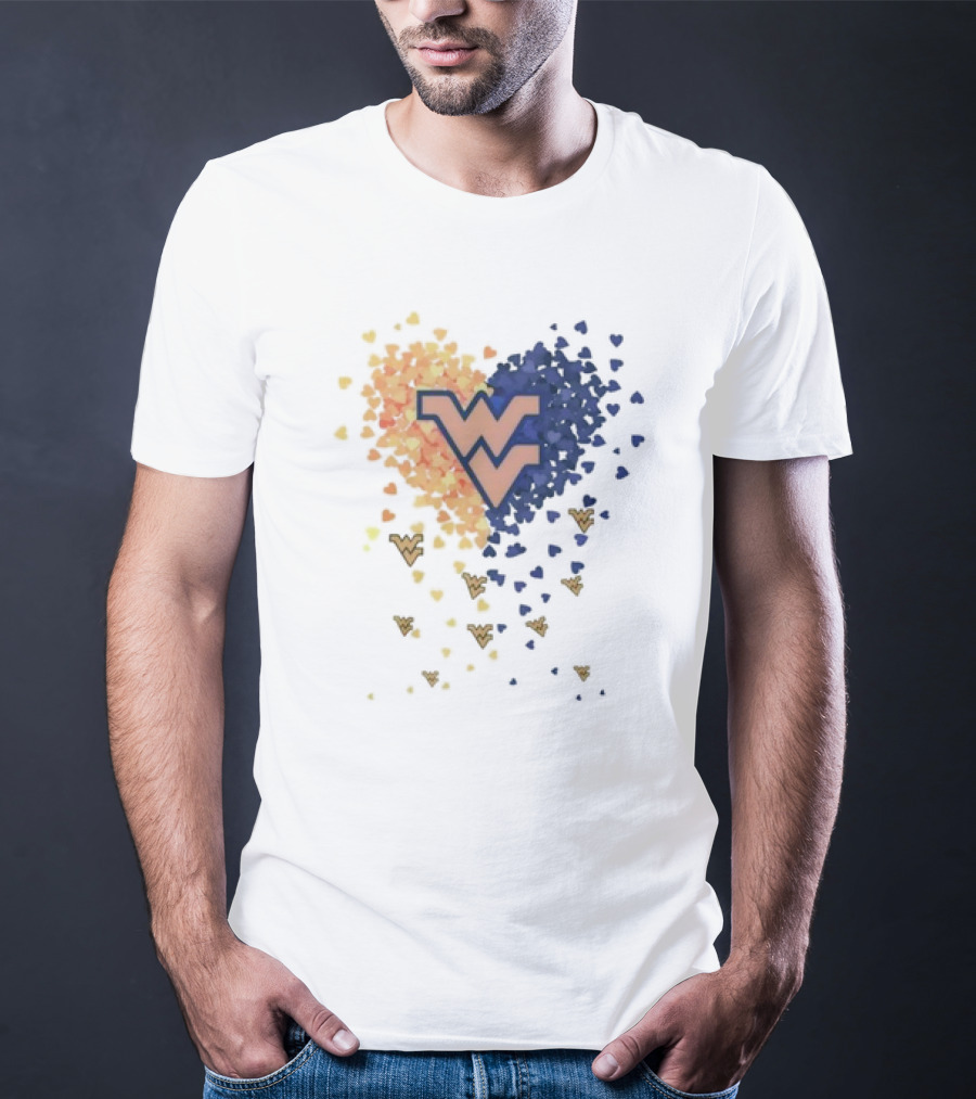 Heart Full Of West Virginia Mountaineers WV Logo And Colorful Hearts T-Shirt