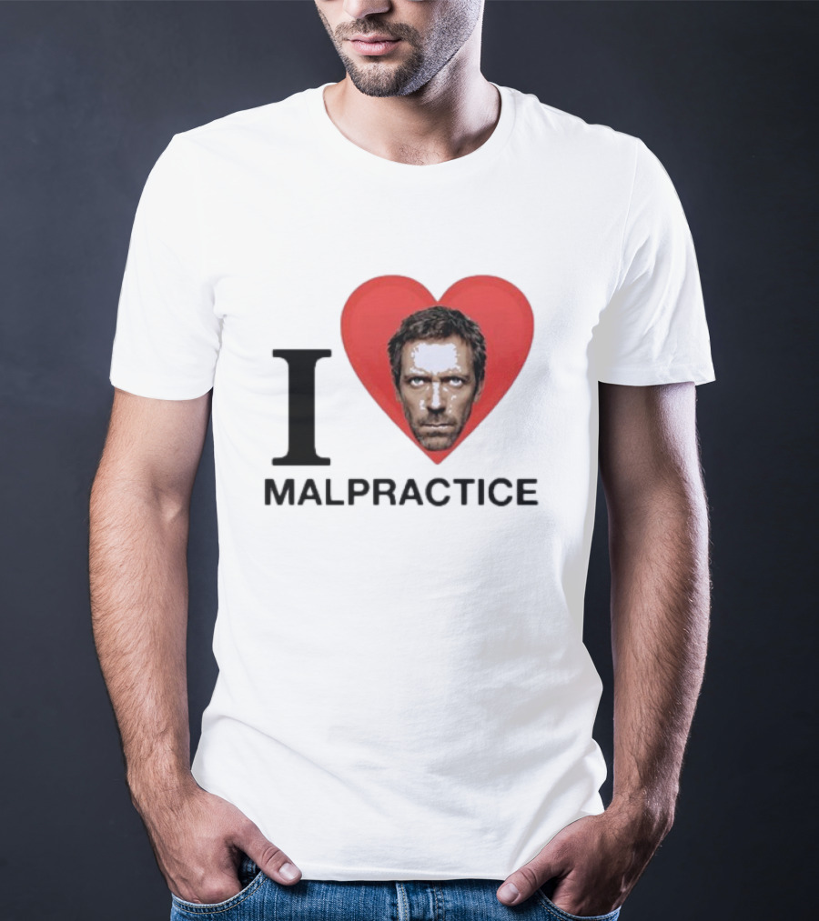 I Love Malpractice House MD Face In Heart T-Shirt