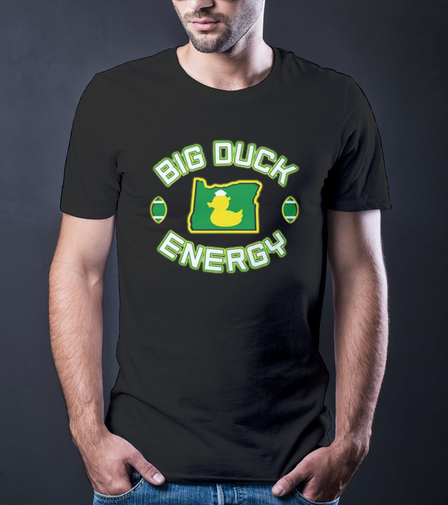 Oregon Ducks Big Duck Energy Football State Map T-Shirt