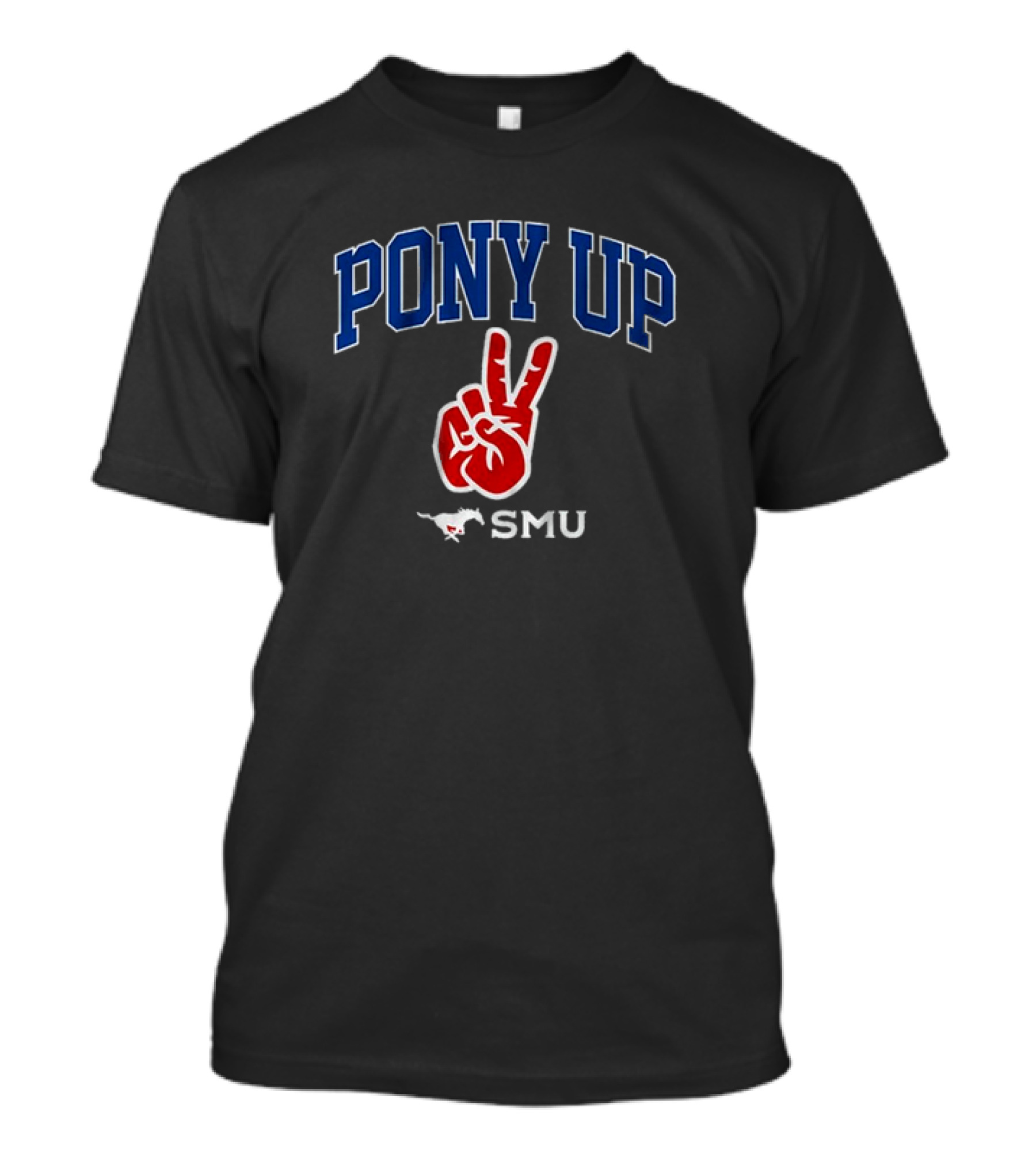 SMU Mustangs Pony Up Victory Hand Gesture T-Shirt