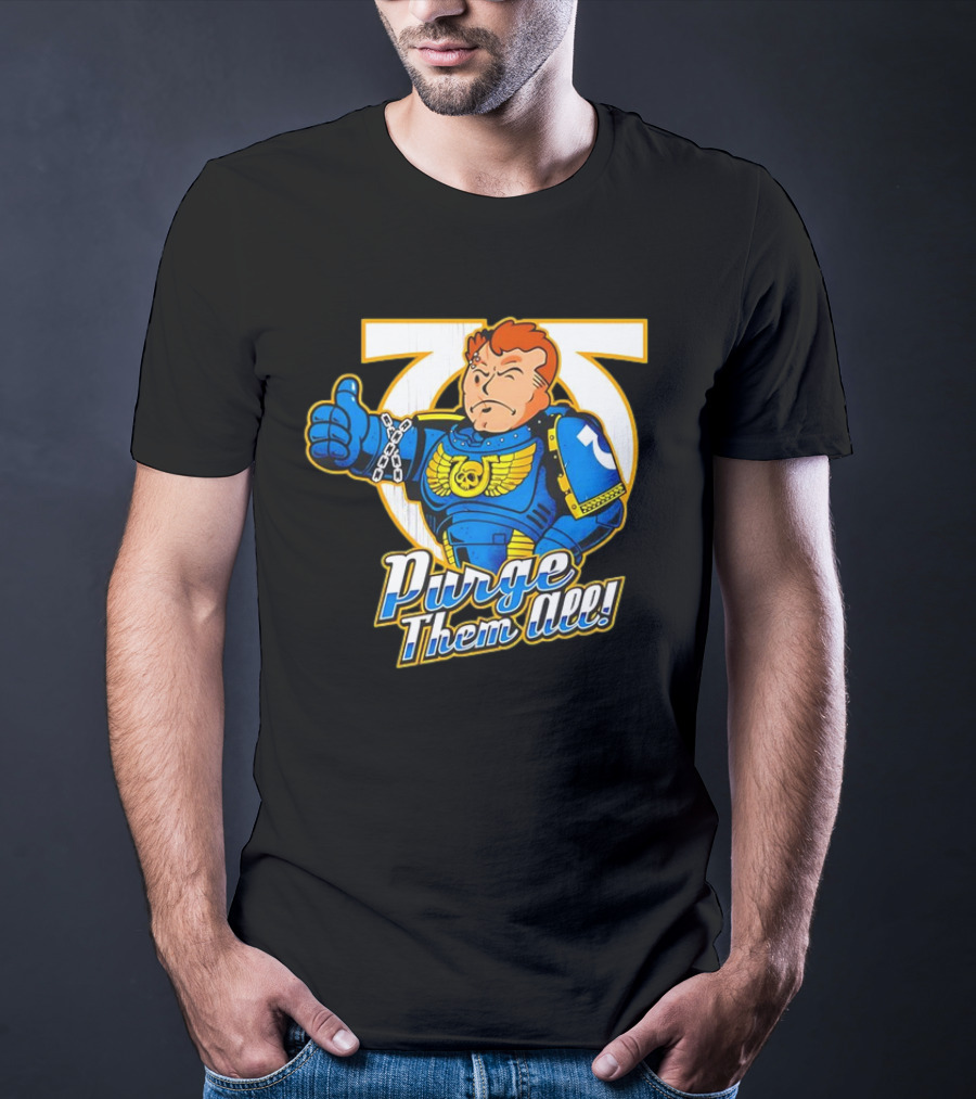 Demetrian Titus Warhammer 40K X Vault Boy Purge Them All Iconic Crossover Mashup T-Shirt
