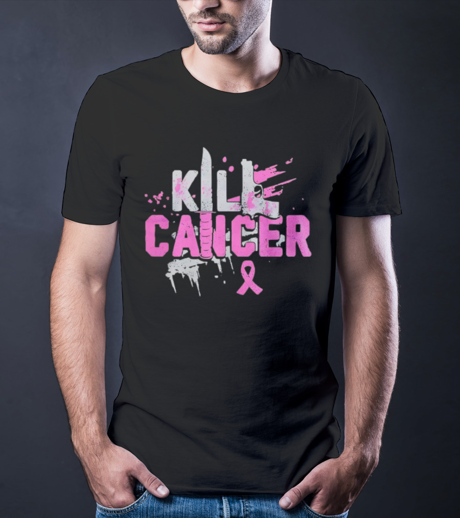 Kill Cancer Pink Ribbon Knife T-Shirt