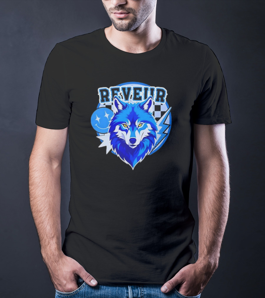 Reveur Blue Wolf Checkered Dreamers Emblem T-Shirt
