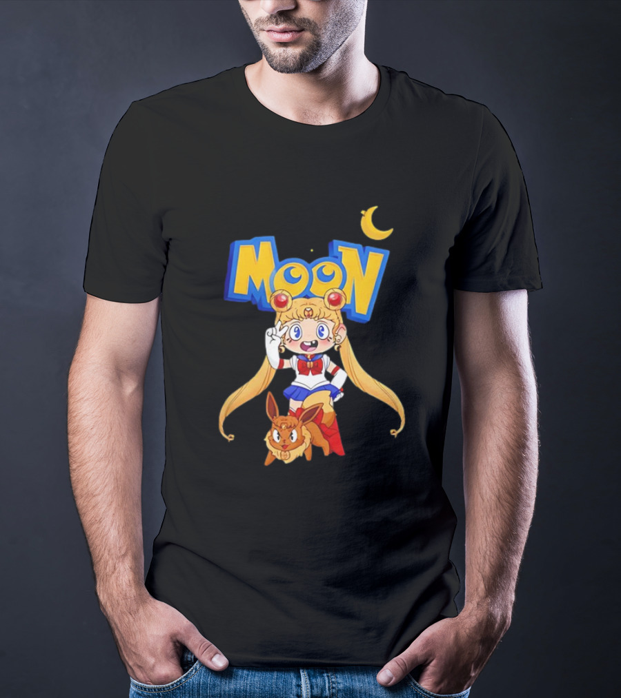 Sailor Moon Pokemon Mashup With Cartoon Sailormon And Eevee Moon T-Shirt