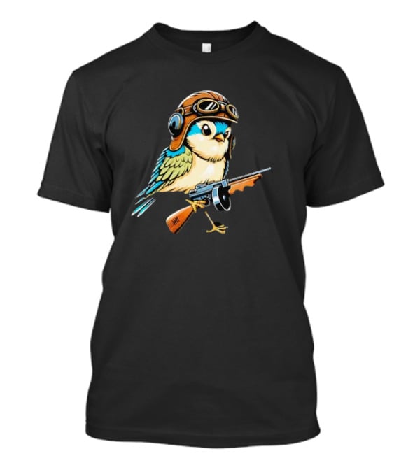 Warbird Meme Fun Bird Wearing Aviator Goggles With Rifle T-Shirt