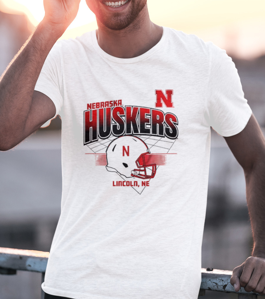 Nebraska Huskers Football Helmet Lincoln NE Grid Nebraska Licensed T-Shirt