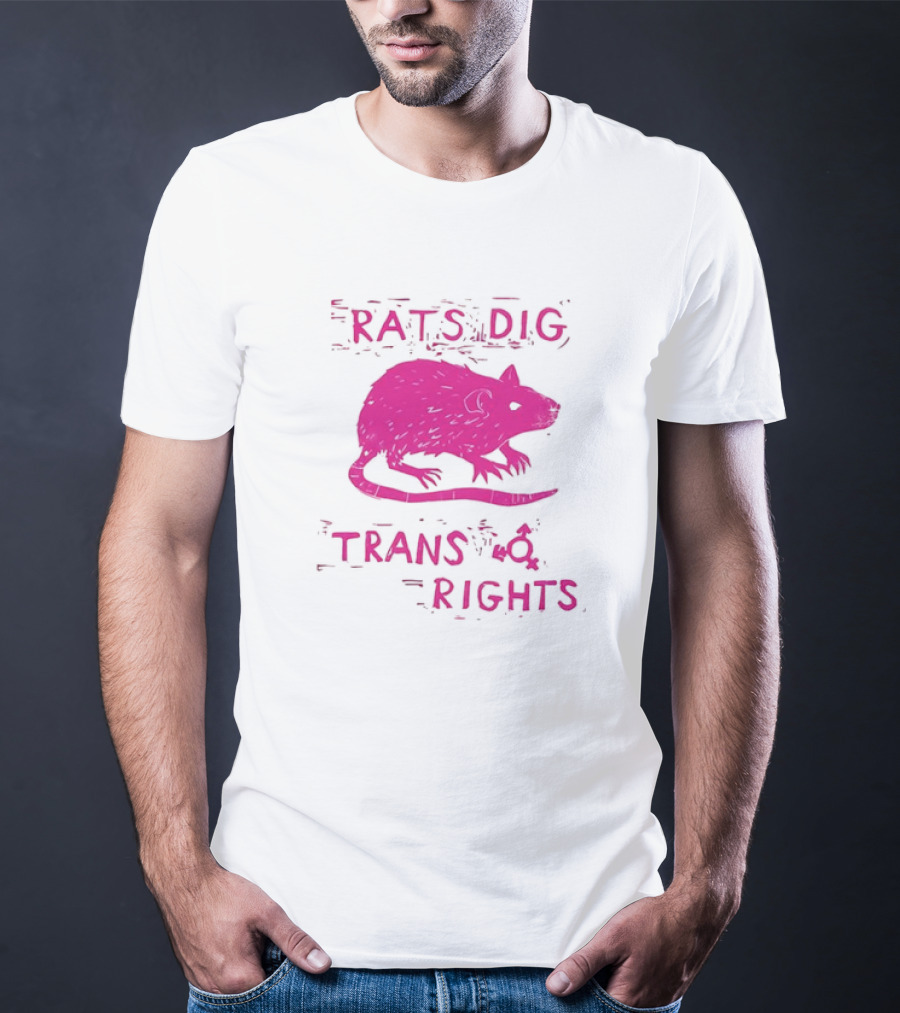 Rats Dig Trans Rights Retro Pink Rat T-Shirt