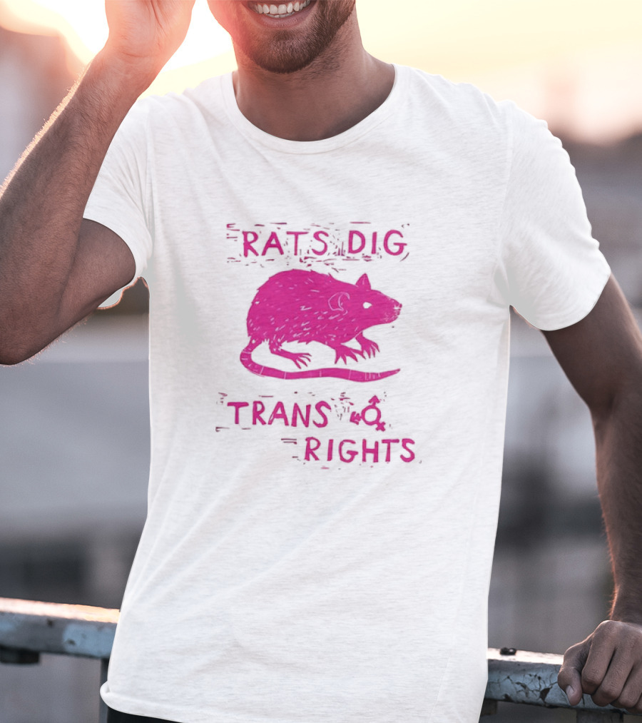 Rats Dig Trans Rights Retro Pink Rat T-Shirt
