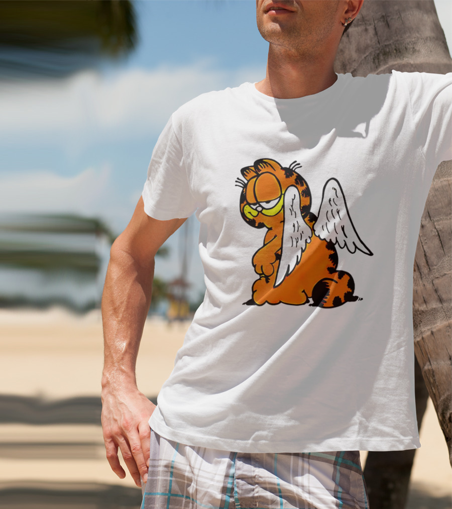 Angel Garfield Funny Vintage Comic Character With Wings T-Shirt