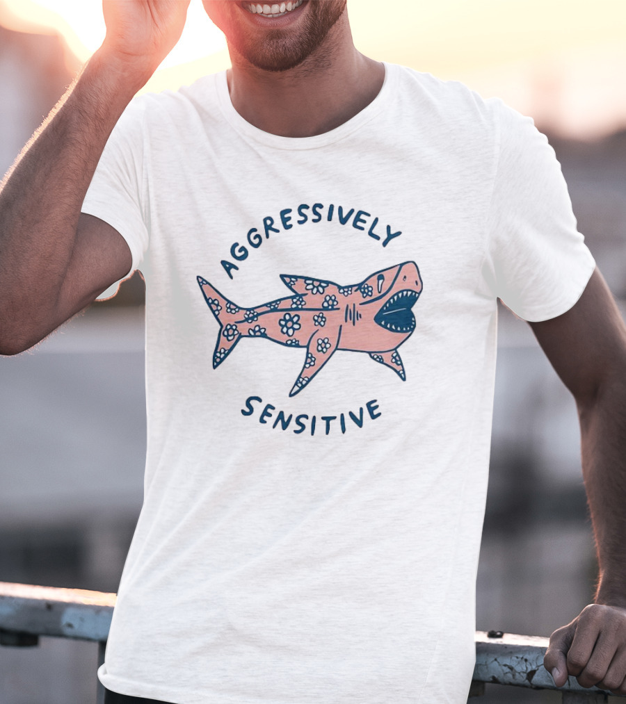 Aggressively Sensitive Floral Shark T-Shirt