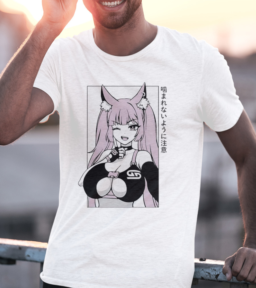 Waifu Frisky Kitty Beware Of Bites T-Shirt