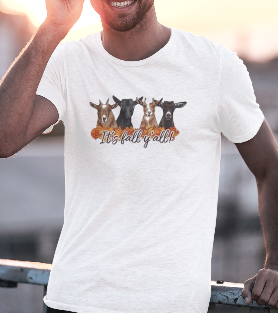 It’s Fall Y’All Goats And Autumn Leaves T-Shirt