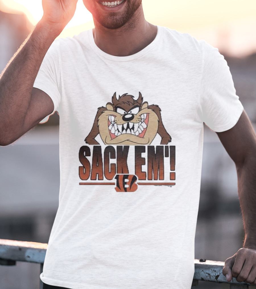 Taz Sack Em Looney Tunes Cincinnati Bengals Collaboration T-Shirt