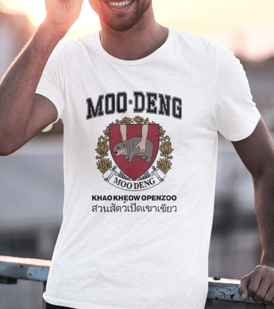 Moo Deng Khao Kheow Open Zoo Emblem With Manatee Crest T-Shirt