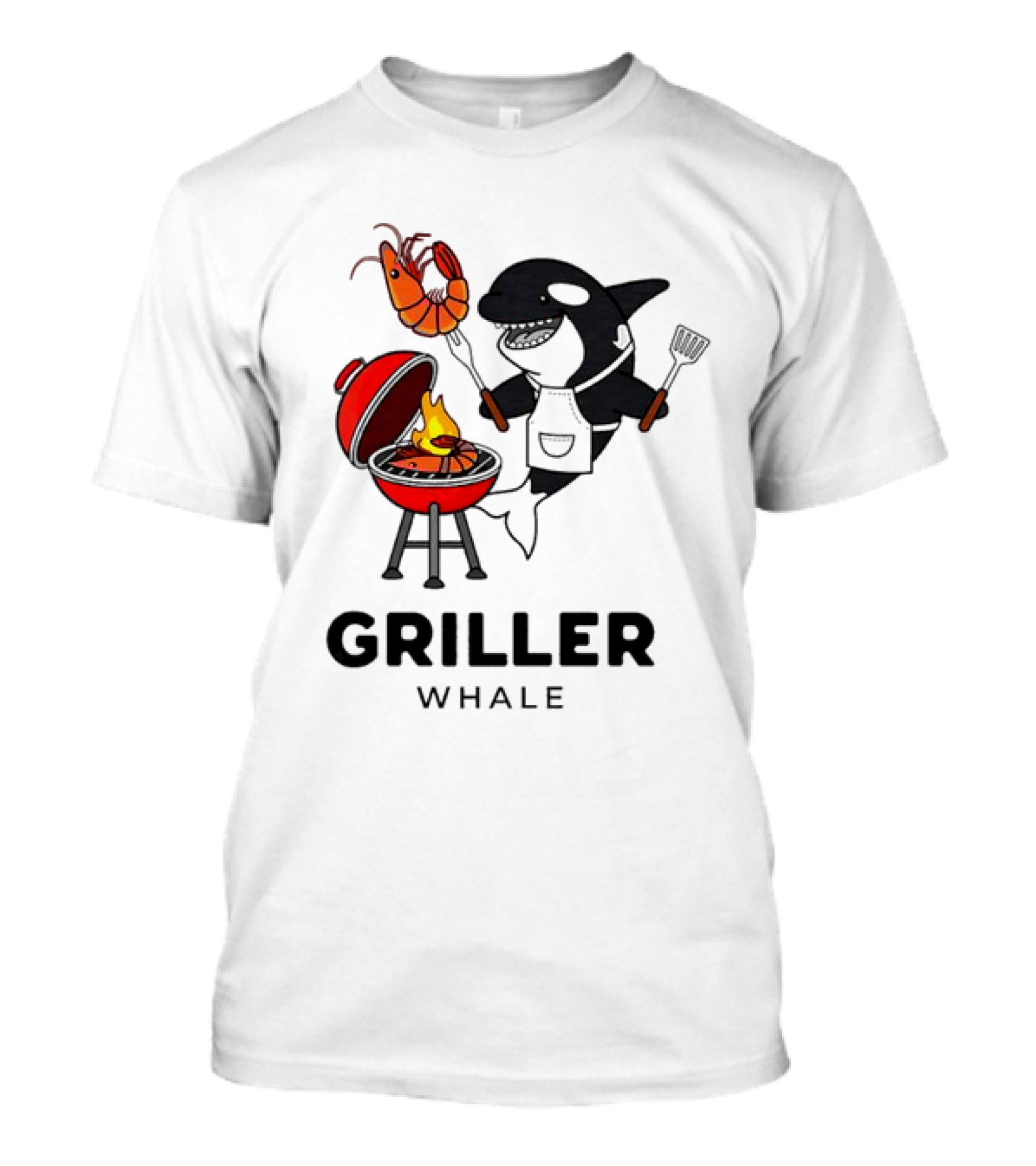 Griller Whale BBQ Cartoon Apron And Spatula With Lobster T-Shirt