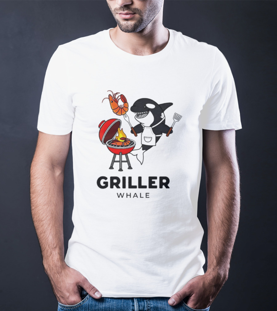 Griller Whale BBQ Cartoon Apron And Spatula With Lobster T-Shirt