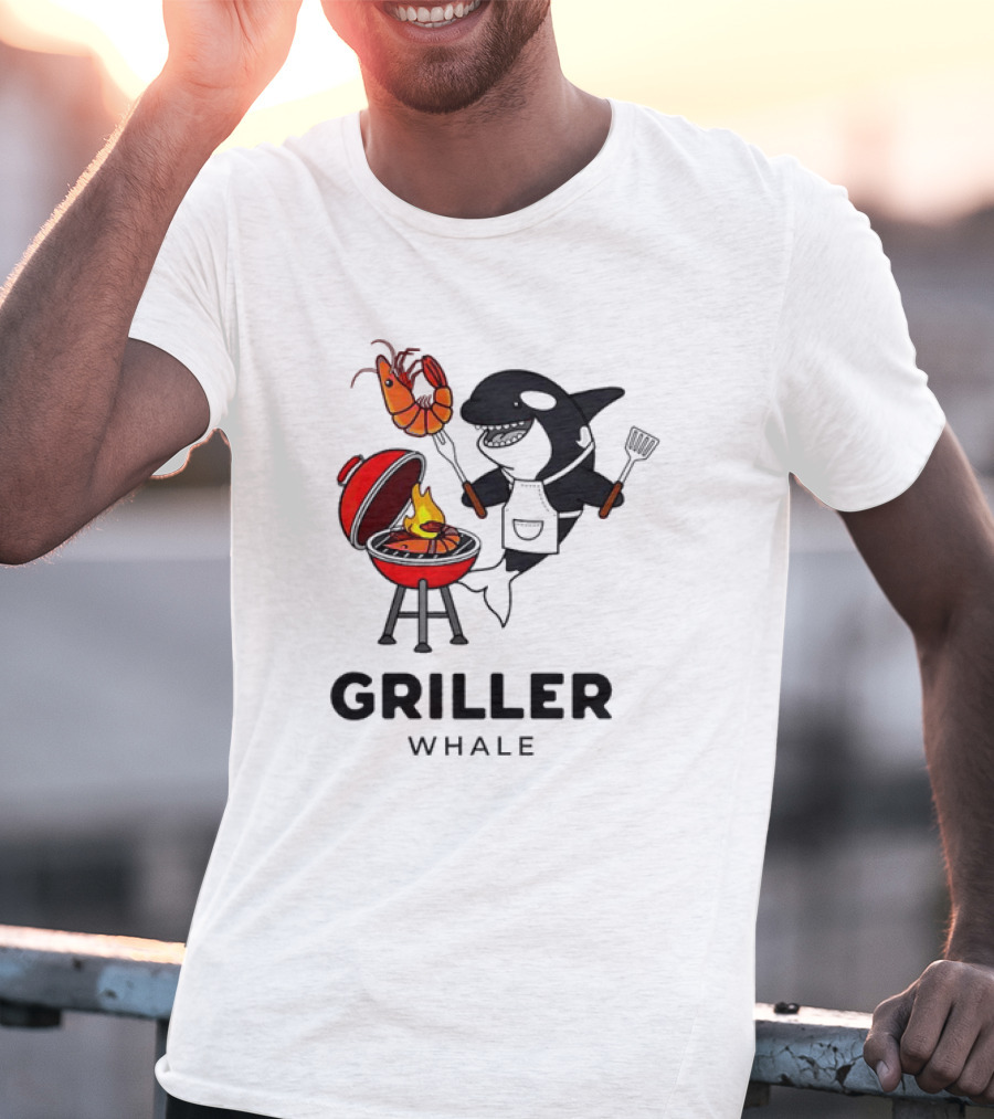 Griller Whale BBQ Cartoon Apron And Spatula With Lobster T-Shirt