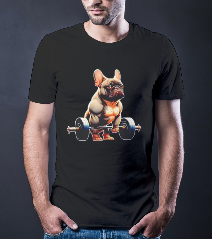 French Bulldog Powerlifting Gym Frenchie Weightlifting Champion T-Shirt