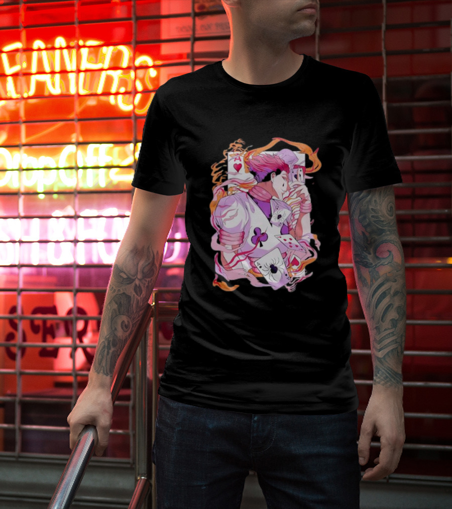 HISOKA Anime Manga Card Motif With Fiery Accents T-Shirt