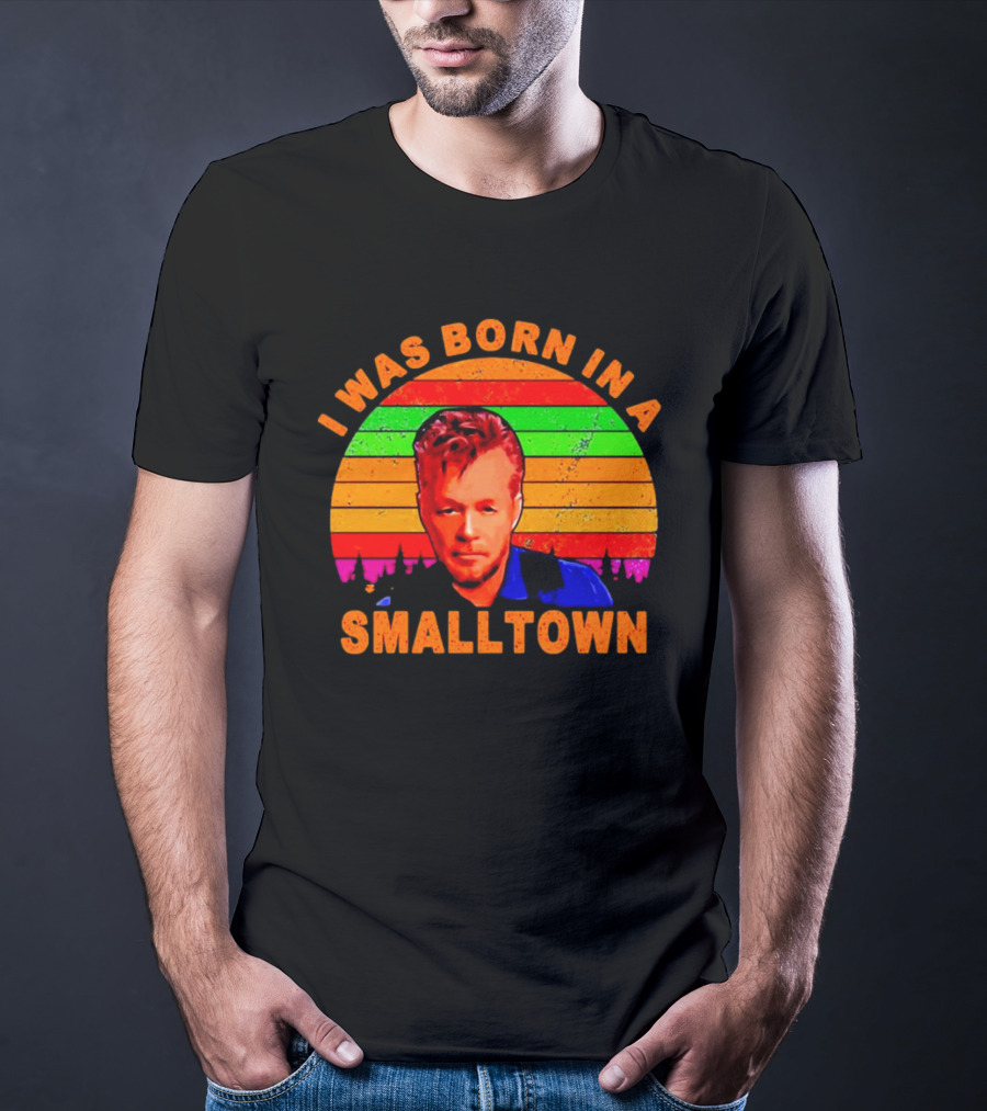 I Was Born In A Small Town Vintage John Mellencamp Retro Sunset T-Shirt