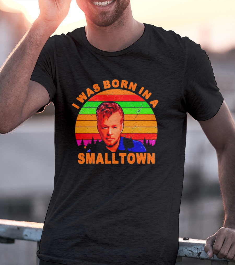 I Was Born In A Small Town Vintage John Mellencamp Retro Sunset T-Shirt