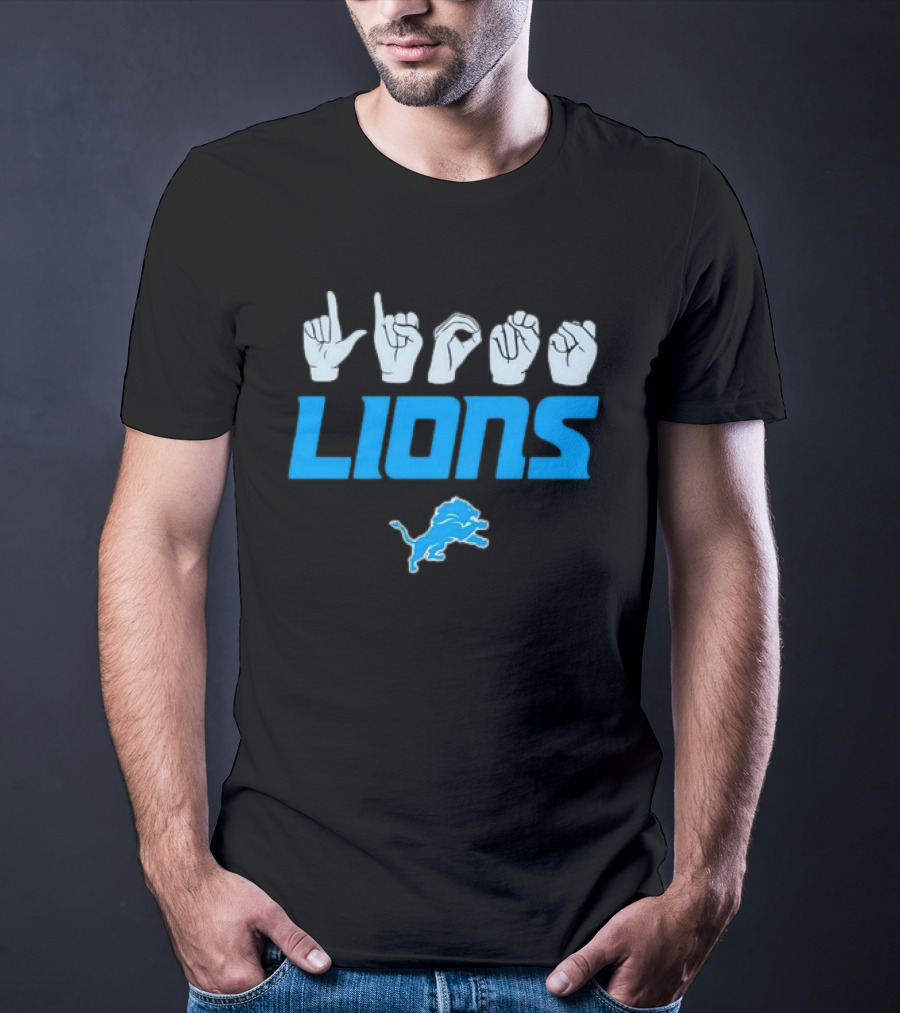 Lions Love Sign Gesture Football Emblem T-Shirt