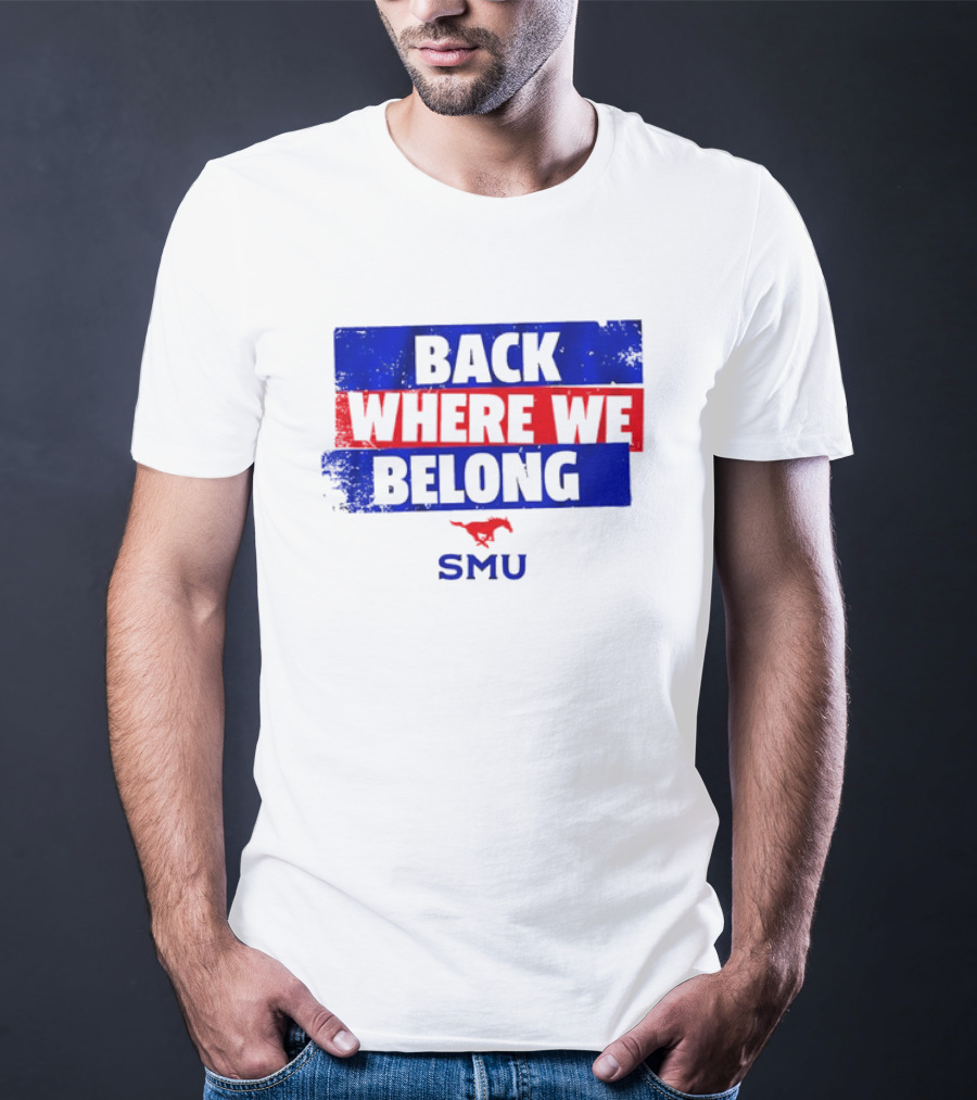 SMU Back Where We Belong Red Mustang T-Shirt