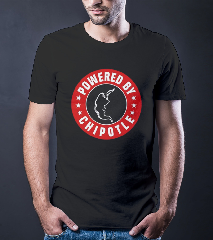 Powered By Chipotle Chili Pepper Logo Round Red T-Shirt