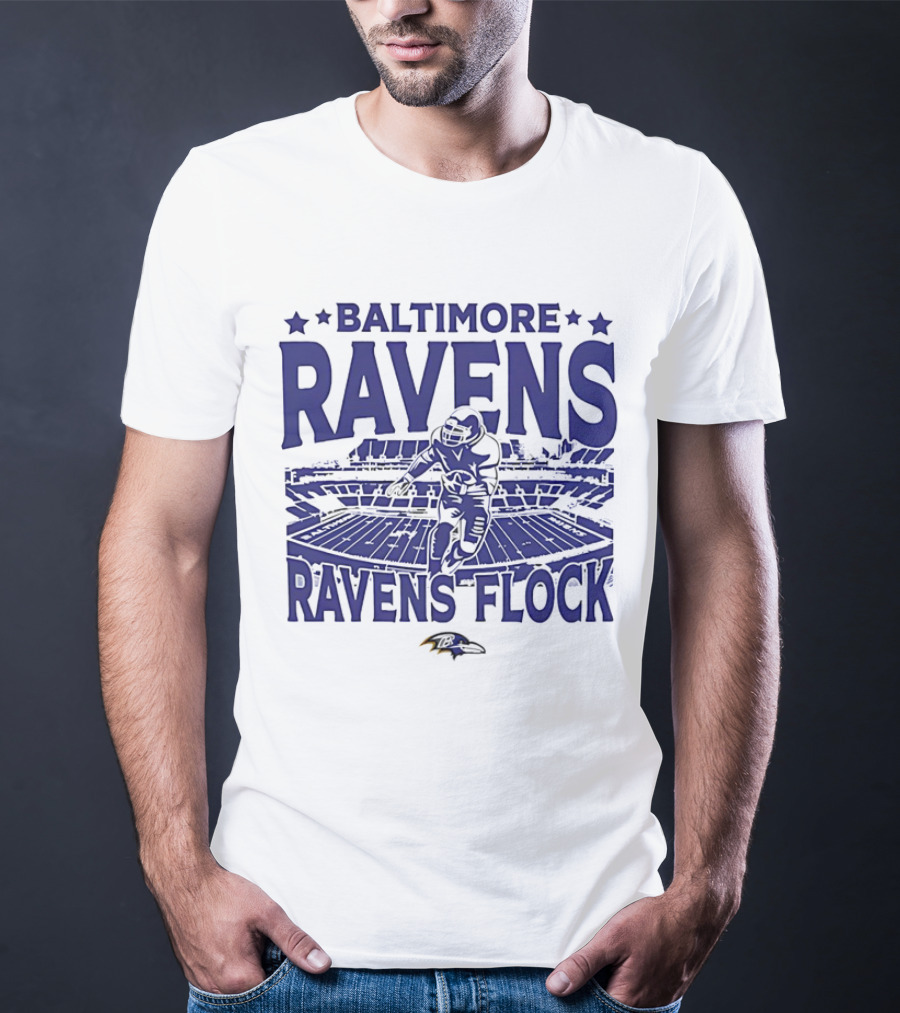 Baltimore Ravens Ravens Flock Stadium Football Player T-Shirt