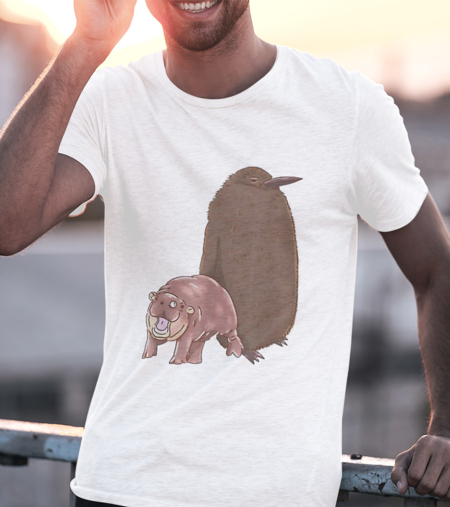 Best Friends Moo Deng Hippo And Pesto Penguin Playful Companions T-Shirt