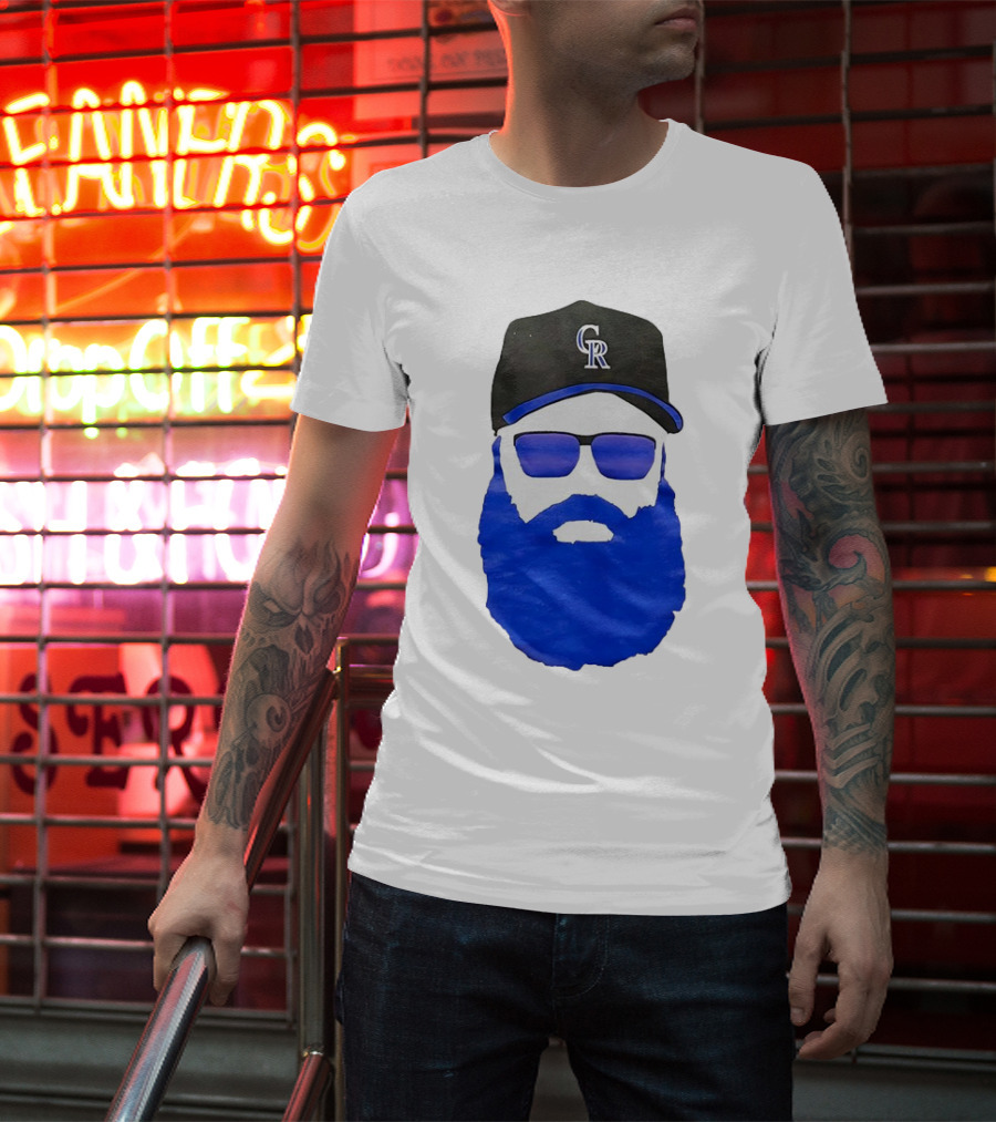Charlie Blackmon Face Beard Sunglasses Colorado Rockies Baseball T-Shirt