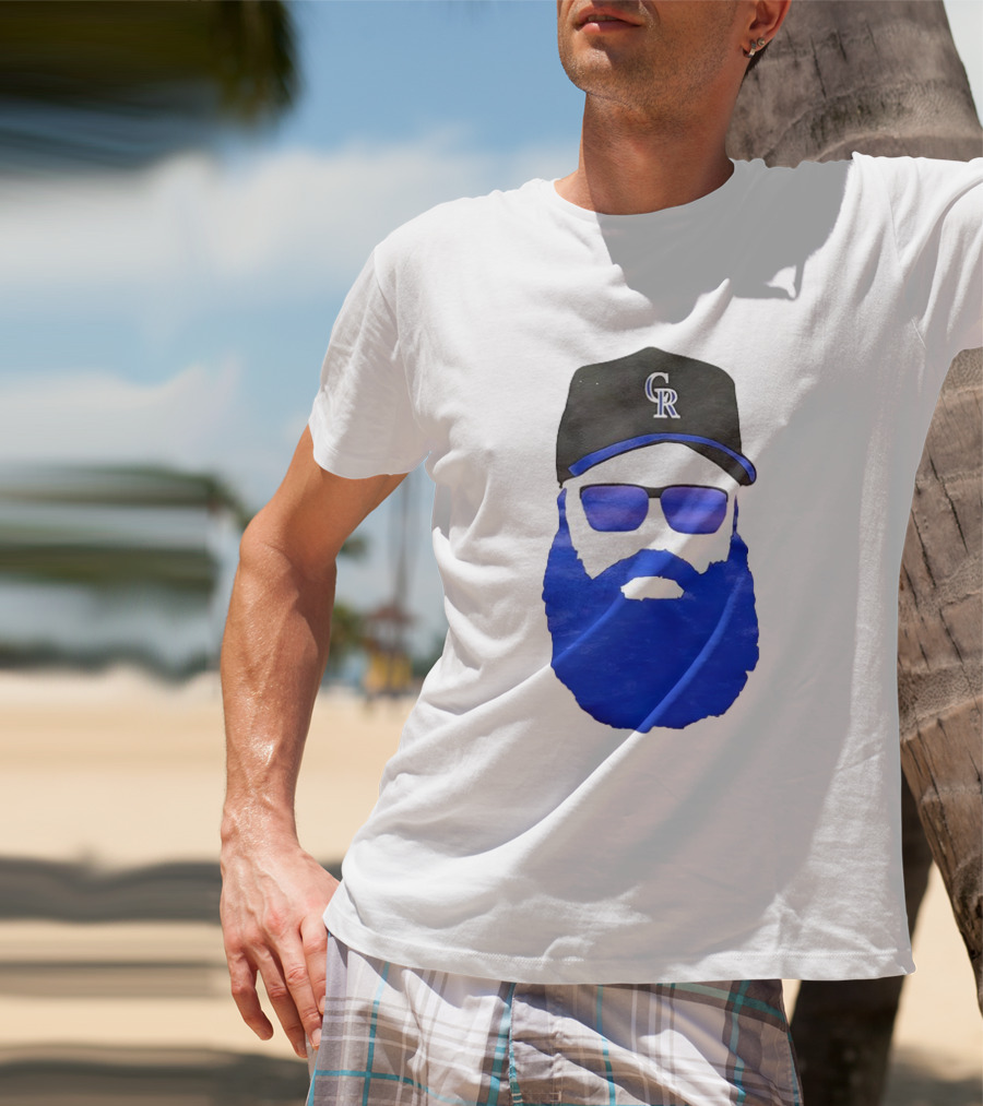 Charlie Blackmon Face Beard Sunglasses Colorado Rockies Baseball T-Shirt