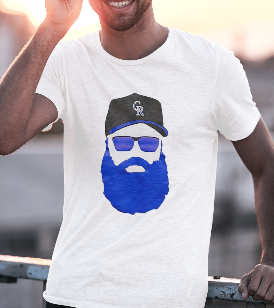 Charlie Blackmon Face Beard Sunglasses Colorado Rockies Baseball T-Shirt