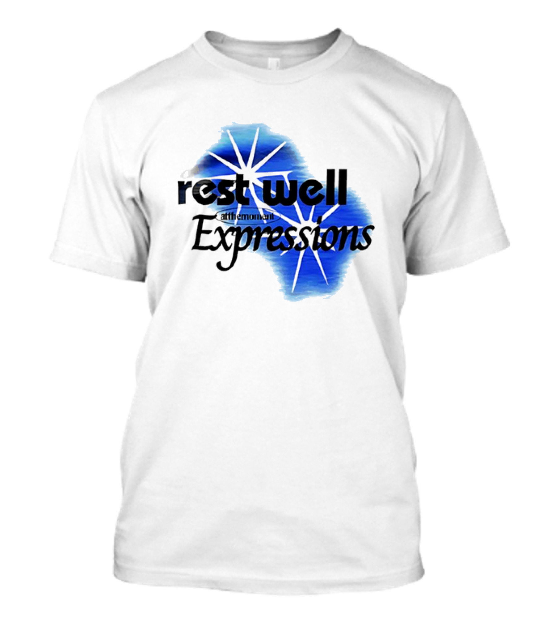 Rest Well Expressions At The Moment Retro Starburst Blue T-Shirt