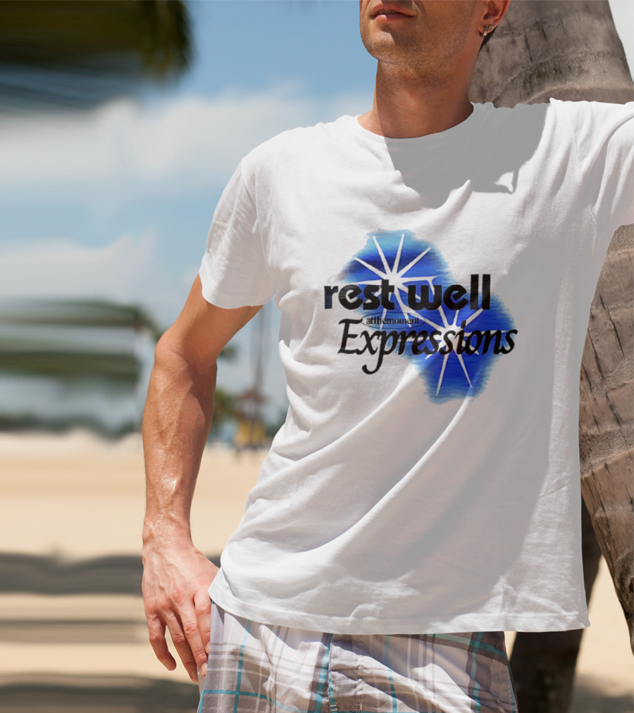 Rest Well Expressions At The Moment Retro Starburst Blue T-Shirt