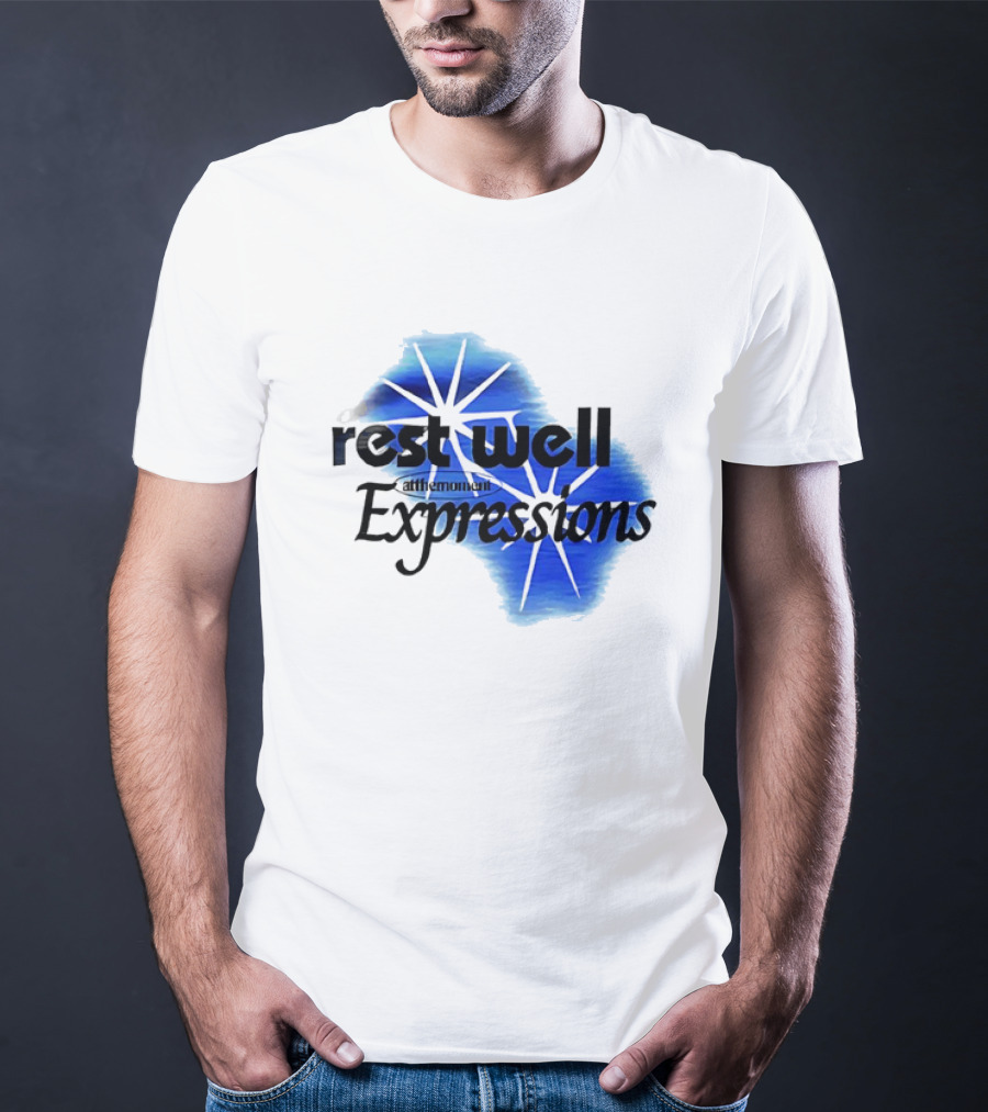 Rest Well Expressions At The Moment Retro Starburst Blue T-Shirt