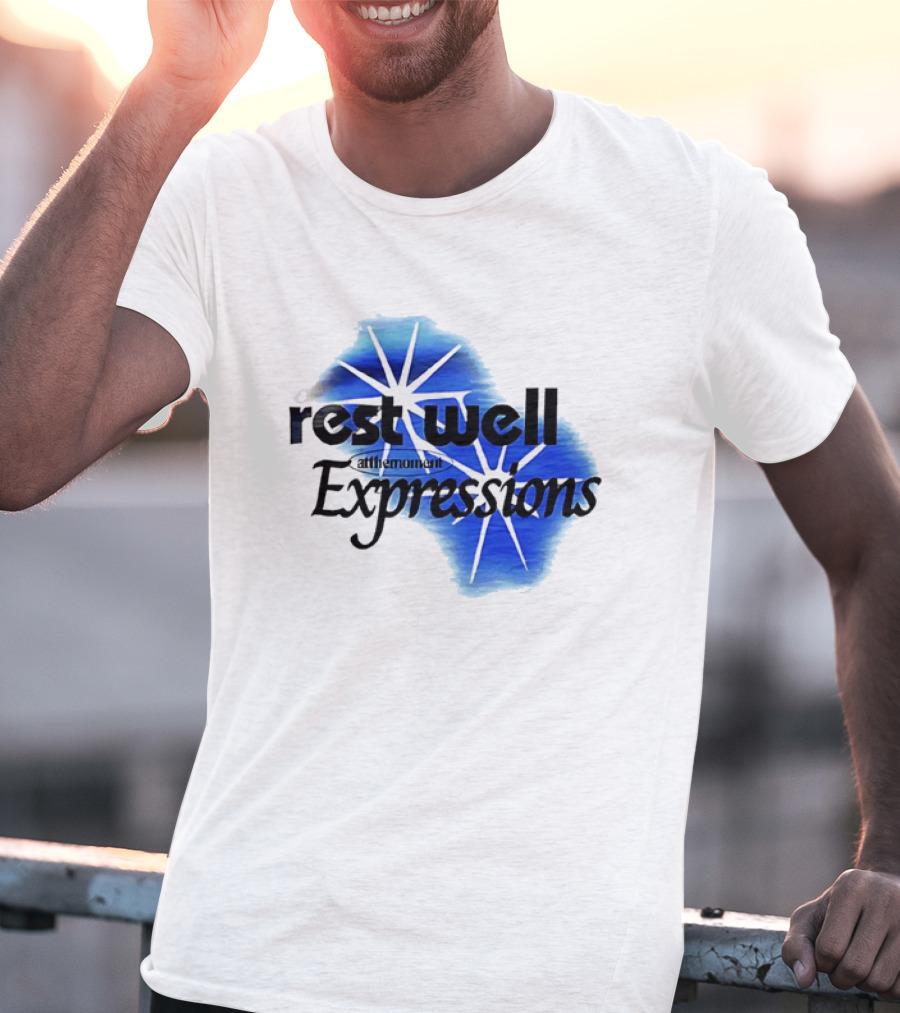 Rest Well Expressions At The Moment Retro Starburst Blue T-Shirt