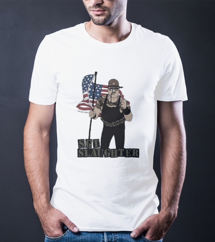 Sgt Slaughter American Flag Comic Style Patriotic T-Shirt
