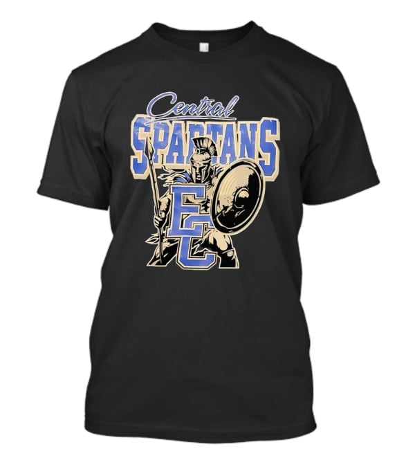 Central Spartans EC Football Spartan Warrior Shield Spear T-Shirt