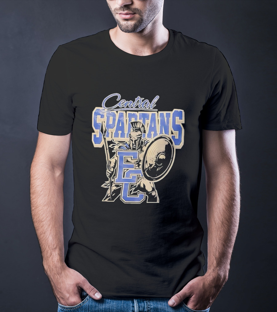 Central Spartans EC Football Spartan Warrior Shield Spear T-Shirt
