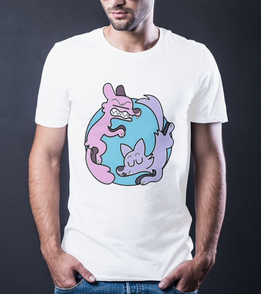 Ac Stuart Two Wolves Yin Yang Pastel T-Shirt