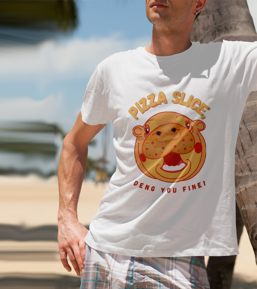 Pizza Slice Deng You Fine Cartoon Character T-Shirt