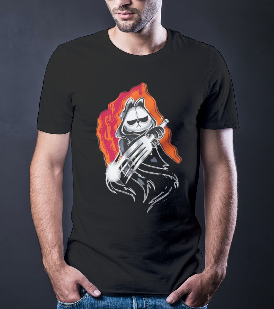 Ghostface Garfield The Lasagna Slasher Fiery Fork Phantom T-Shirt