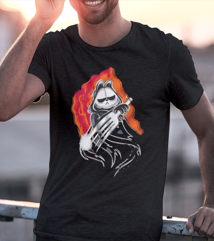 Ghostface Garfield The Lasagna Slasher Fiery Fork Phantom T-Shirt
