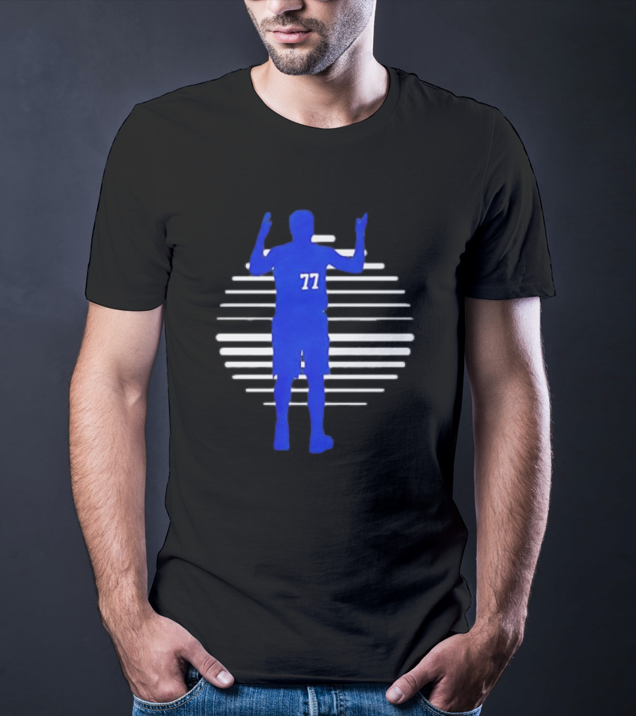 Luka Doncic 77 Retro Basketball Silhouette Lines T-Shirt