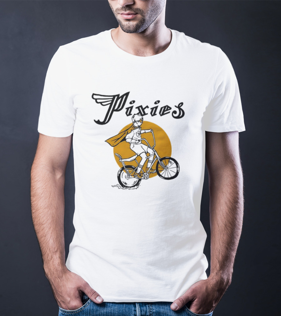 Pixies Retro Biking Superhero With Cape T-Shirt
