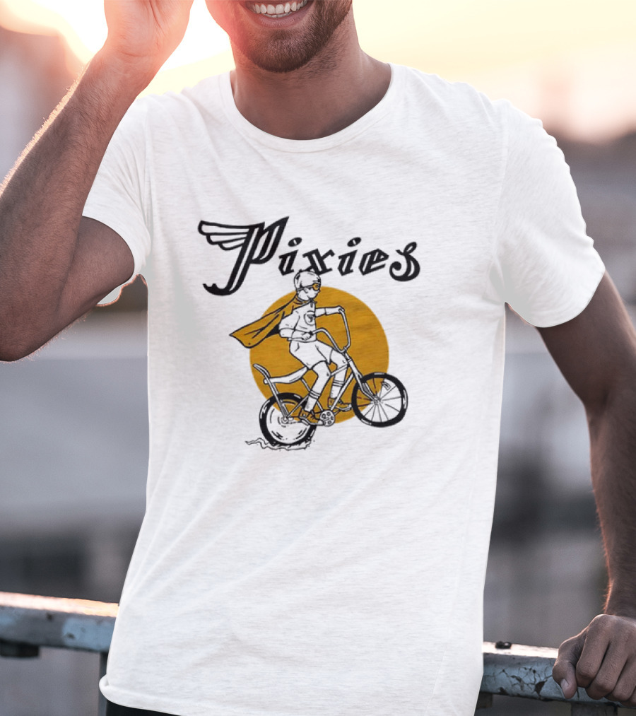Pixies Retro Biking Superhero With Cape T-Shirt